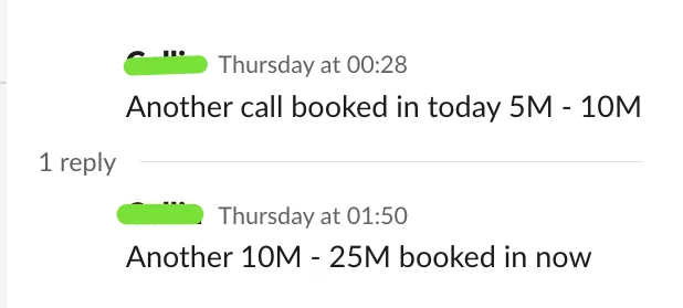 Slack message from Sean Cavanaugh