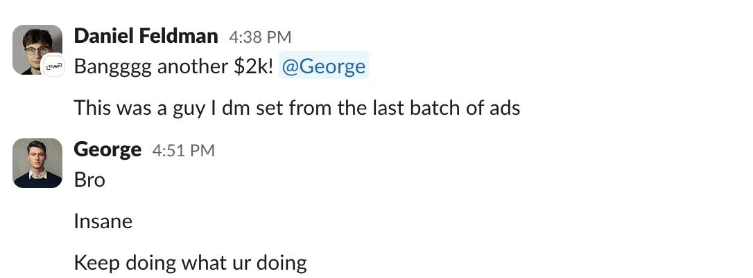 Slack message from Daniel Feldman