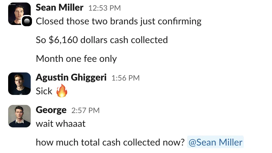Slack message from Sean Miller